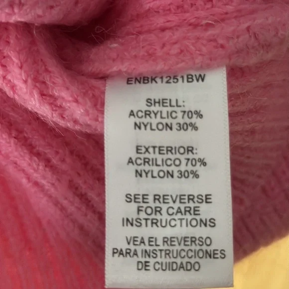 En Crème Pink Balloon Sleeve Cardigan Sweater Large - Picture 9 of 9